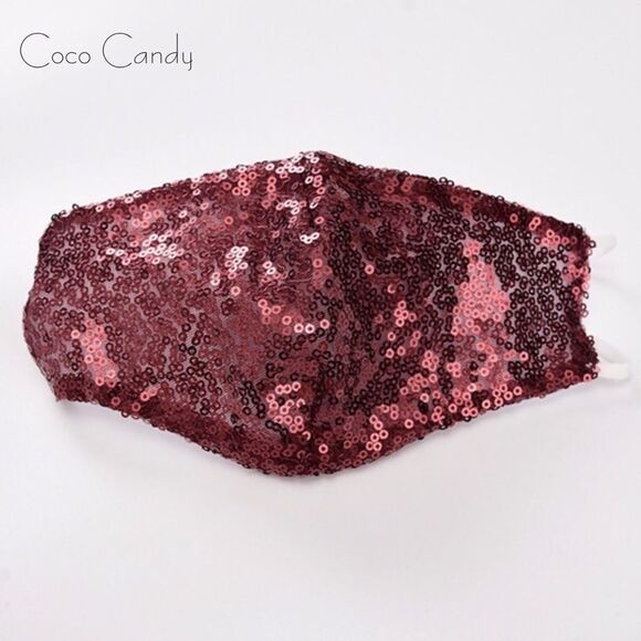 🆕Luxury Red Sequin Face Mask - Picture 6 of 11